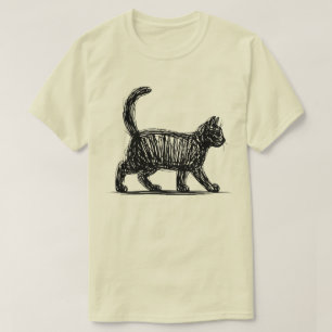 Abstract Cat Line Art Minimalist Scribble Cat  Mod T-Shirt