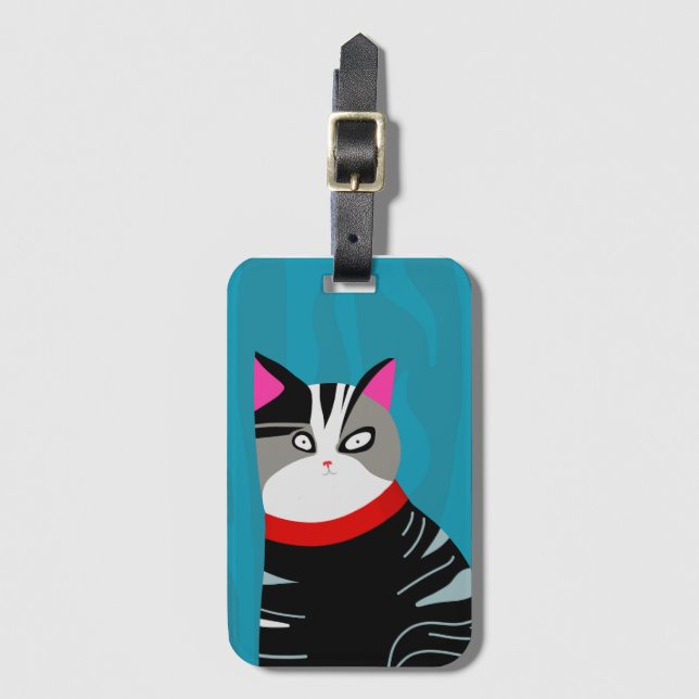 Abstract Cat Luggage Tag (Front Vertical)