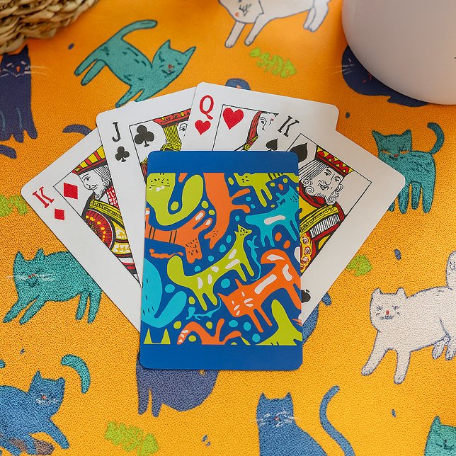 Abstract Cat Pattern Whimsical Modern Pet Art  Playing Cards (Creator Uploaded)