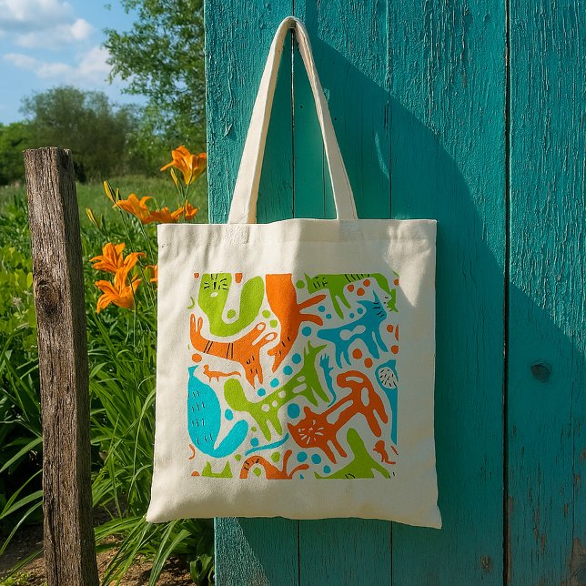 Abstract Cat Pattern Whimsical Modern Pet Art  Tote Bag (Creator Uploaded)