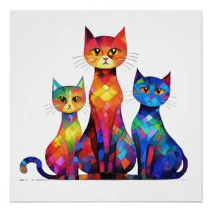 Abstract Cat Poster