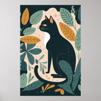 Abstract Cat Poster Home Decor