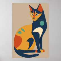 Abstract Cat Print Poster Home Decor