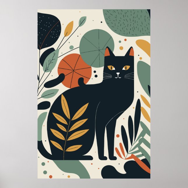 Abstract Cat Print Poster Home Decor (Front)
