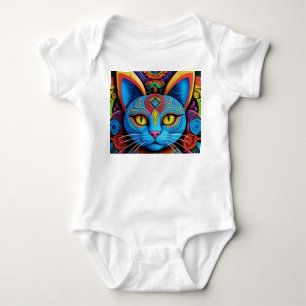 Abstract Cat With Yellow Eyes Baby Bodysuit