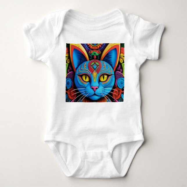 Abstract Cat With Yellow Eyes Baby Bodysuit (Front)