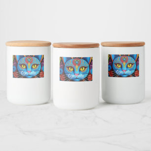 Abstract Cat with Yellow Eyes  Food Label