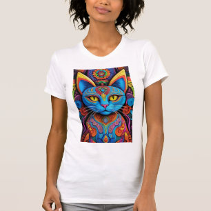 Abstract Cat with Yellow Eyes T-Shirt