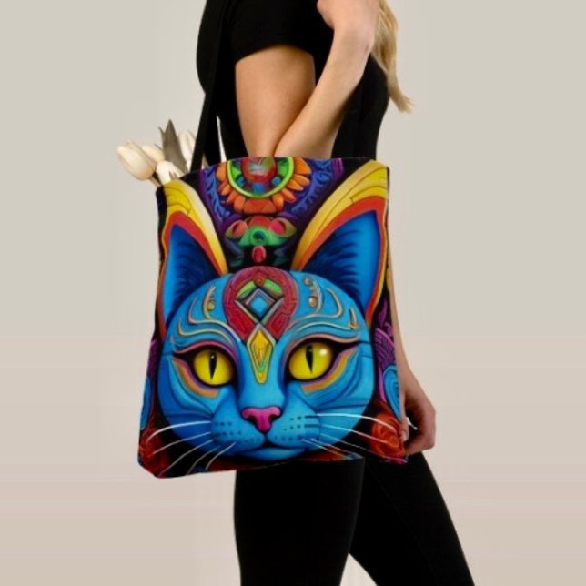 Abstract Cat With Yellow Eyes Tote Bag (Creator Uploaded)