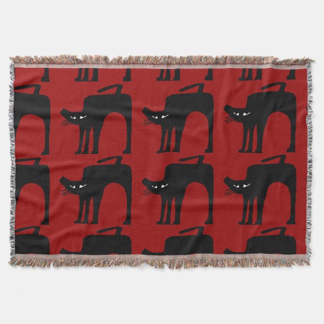 Abstract Cats and Red Throw Blanket (Front)