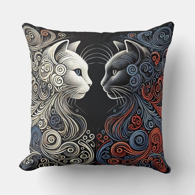 Abstract cats art cushion (Front)