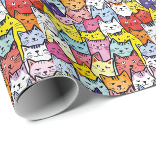 Abstract cats intertwined wrapping paper