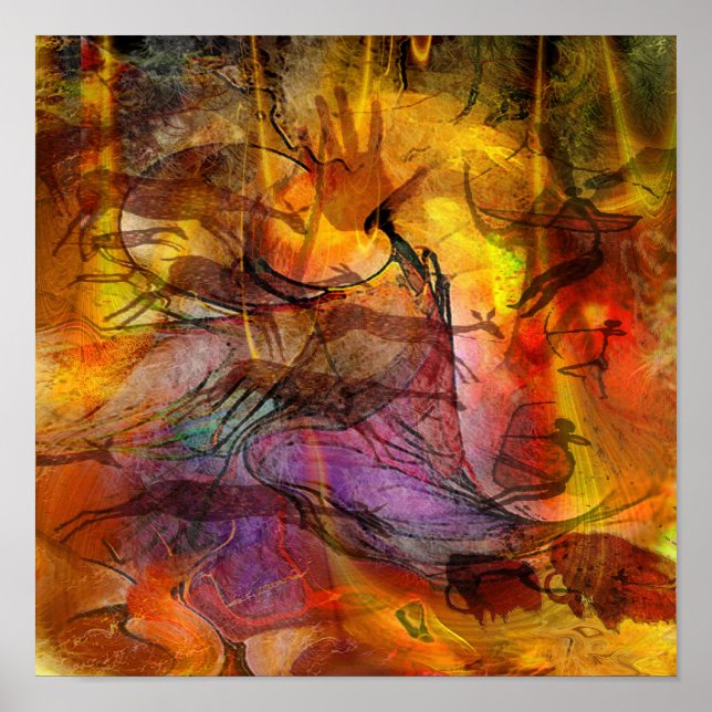 Abstract Cave Painting - Square Poster (Front)