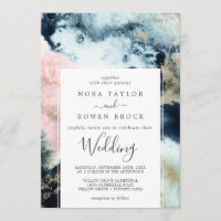 Abstract Celestial Watercolor Wedding Invitation