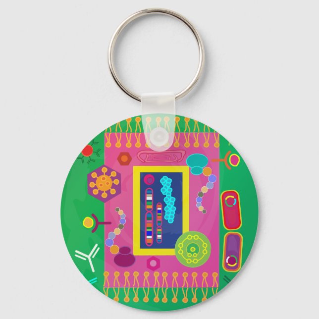 Abstract Cell Biology Matisse Style Key Ring (Front)