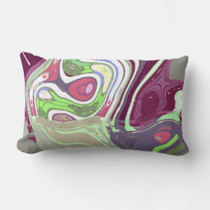 Abstract Cell Pink Green Purple Art Lumbar Cushion
