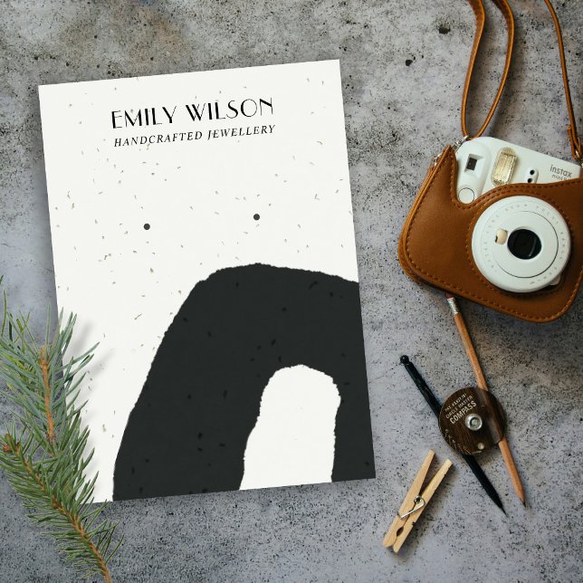 ABSTRACT CERAMIC BLACK WHITE STUD EARRING DISPLAY BUSINESS CARD (Creator Uploaded)