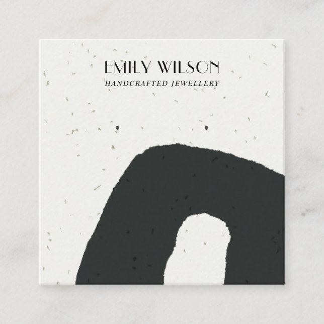 ABSTRACT CERAMIC BLACK WHITE STUD EARRING DISPLAY SQUARE BUSINESS CARD (Front)