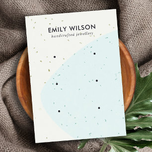 ABSTRACT CERAMIC BLUE WAVE 3 STUD EARRING DISPLAY BUSINESS CARD