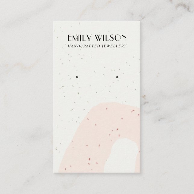 ABSTRACT CERAMIC BLUSH PEACH STUD EARRING DISPLAY BUSINESS CARD (Front)