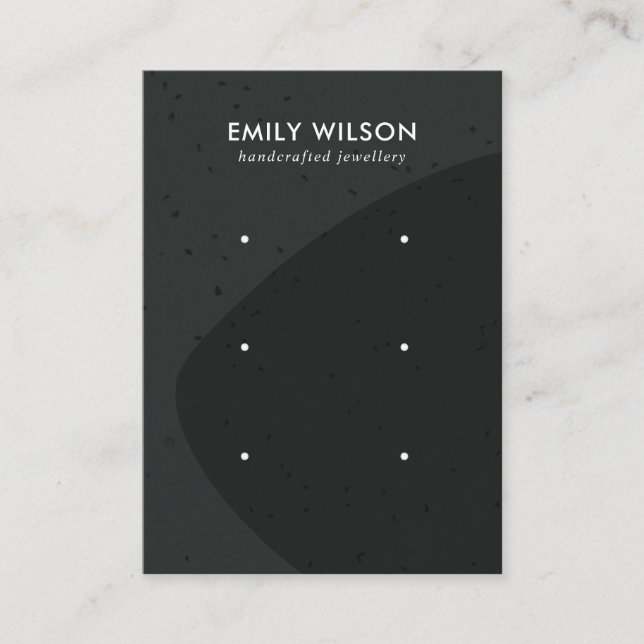 ABSTRACT CERAMIC GREY BLACK 3 STUD EARRING DISPLAY BUSINESS CARD (Front)