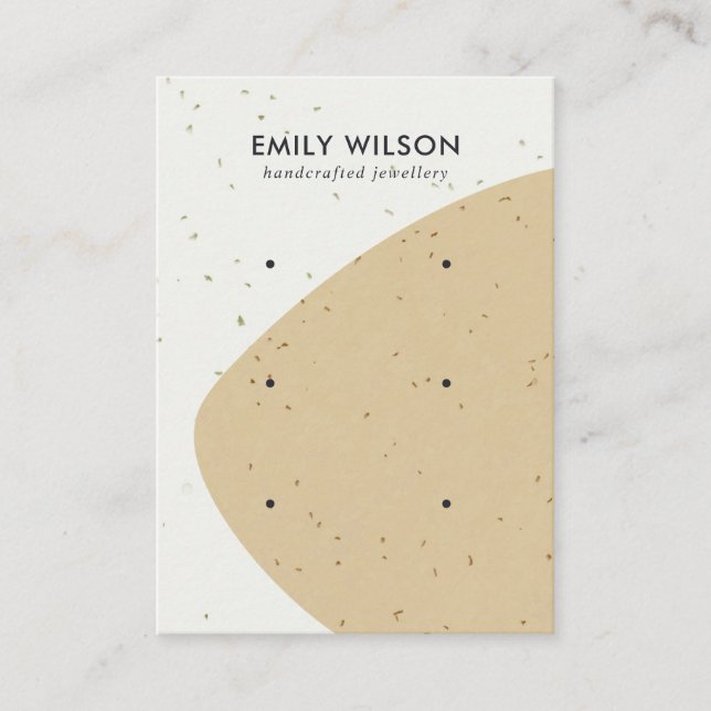 ABSTRACT CERAMIC OCHRE WAVE 3 STUD EARRING DISPLAY BUSINESS CARD (Front)