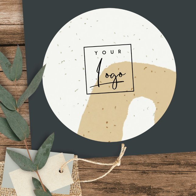 Abstract Ceramic Ochre Yellow Speckled Shape Logo Classic Round Sticker (Creator Uploaded)