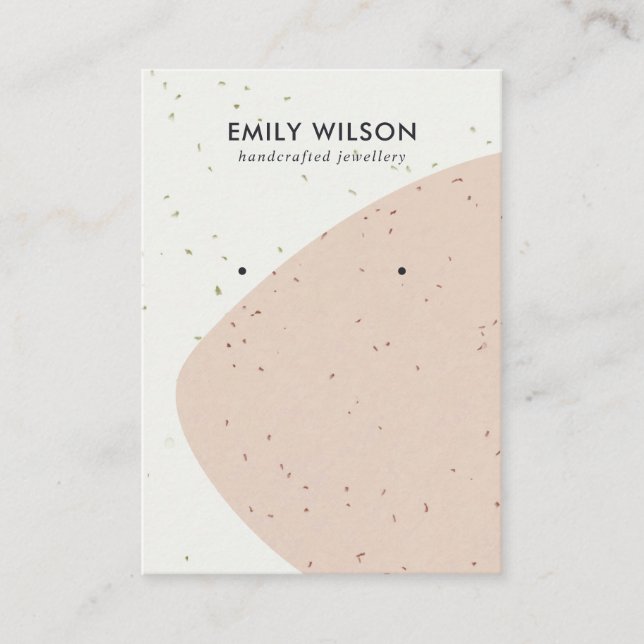 ABSTRACT CERAMIC PEACH WAVE STUD EARRING DISPLAY BUSINESS CARD (Front)