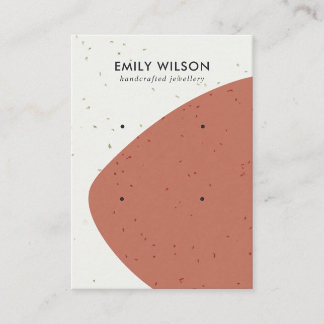 ABSTRACT CERAMIC RUST WAVE 2 STUD EARRING DISPLAY BUSINESS CARD (Front)