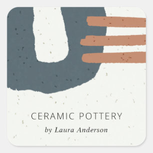 ABSTRACT CERAMIC TEXTURE BLUE BLACK RUST SPECKLED SQUARE STICKER