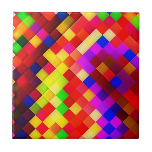 Abstract Ceramic Wall Tiles: Hyperactive Rainbow Ceramic Tile (Front)