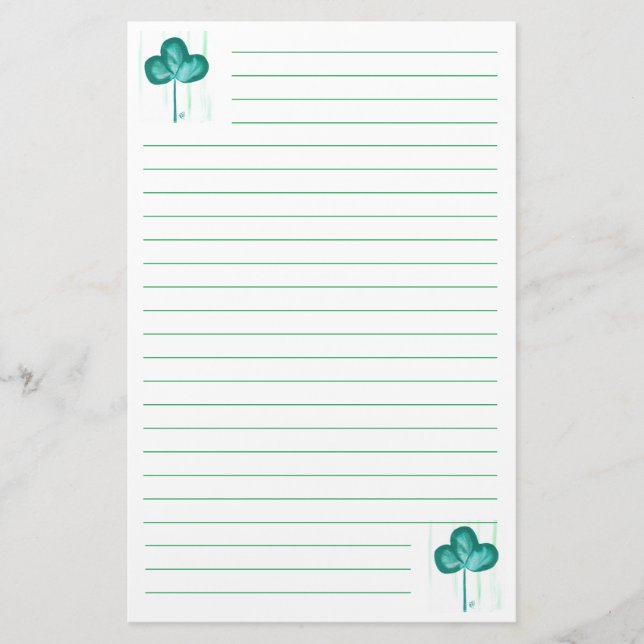 Abstract Chain Pull Painting Shamrock Stationery (Front)