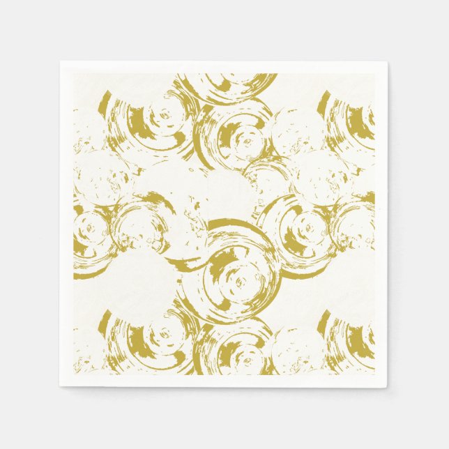 Abstract Champagne Gold Swirl Napkin (Front)