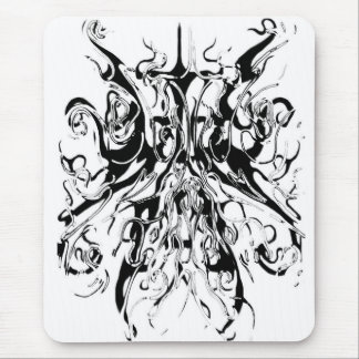 Abstract Chaos Tribal Design - black and white Mouse Pad