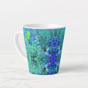 Abstract Chartreuse and Blue Foliage Pattern Latte Mug