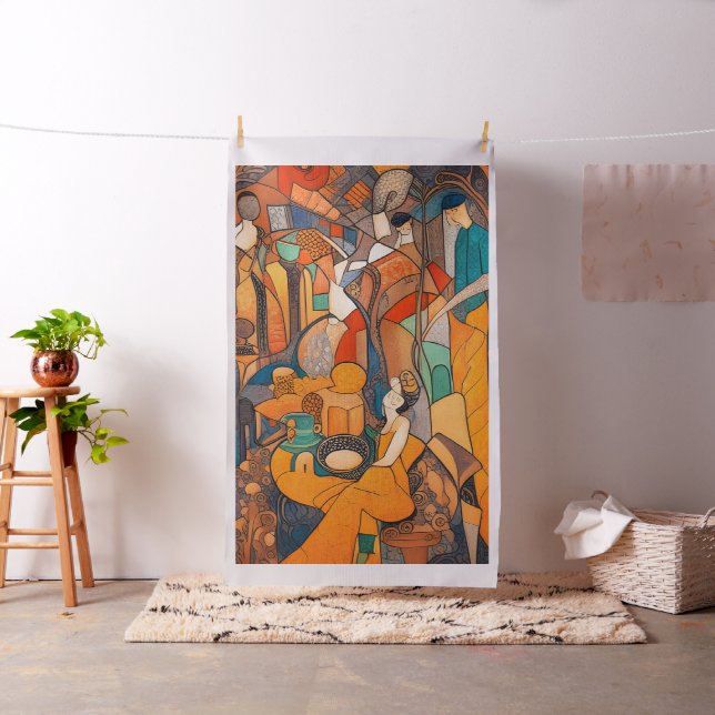 Abstract Cheater Quilt Panel in Leo Gestel style Fabric (In Situ)