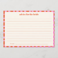 Abstract Checker Pink Orange Custom Bridal Shower
