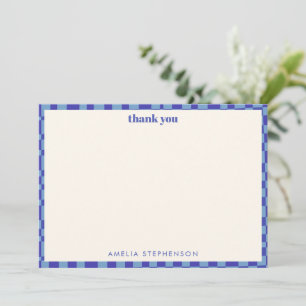Abstract Checkerboard Blue Custom Baby Shower Thank You Card
