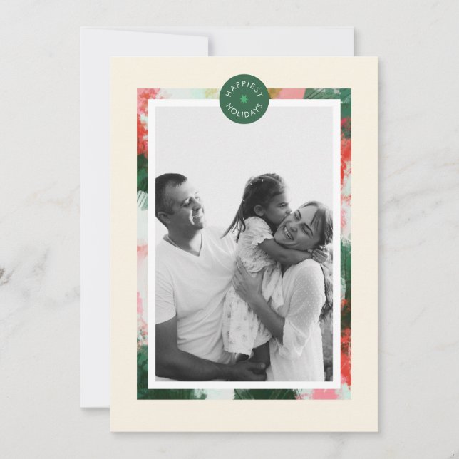 Abstract Cheer Frame Christmas Holiday Photo Card (Front)