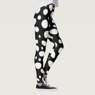 Abstract Cheetah Spots Black & White Monochrome Leggings