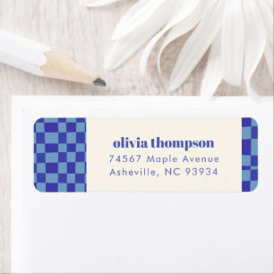 Abstract Chequerboard Blue Shower Return Address Label