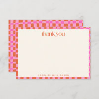 Abstract Chequerboard Pink Orange Custom Name