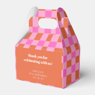 Abstract Chequered Pink Custom 21st Birthday Thank Favour Box