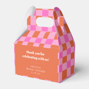 Abstract Chequered Pink Custom Bridal Shower Thank Favour Box