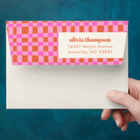Abstract Chequered Pink Orange Shower Return Addre