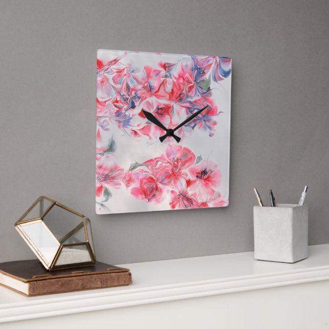 Abstract Cherry Blossom  Square Wall Clock (Office)