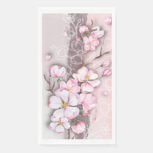 Abstract Cherry Blossoms Paper Gust Towel Napkin (Front)