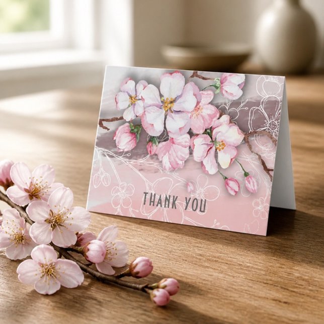 Abstract Cherry Blossoms Thank You Card (Creator Uploaded)
