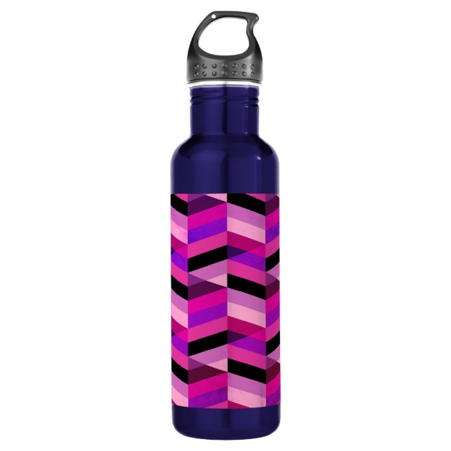 Abstract Chevron/Herringbone | Purples & Violet 710 Ml Water Bottle (Front)