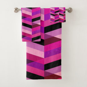 Abstract Chevron/Herringbone   Purples & Violet Bath Towel Set